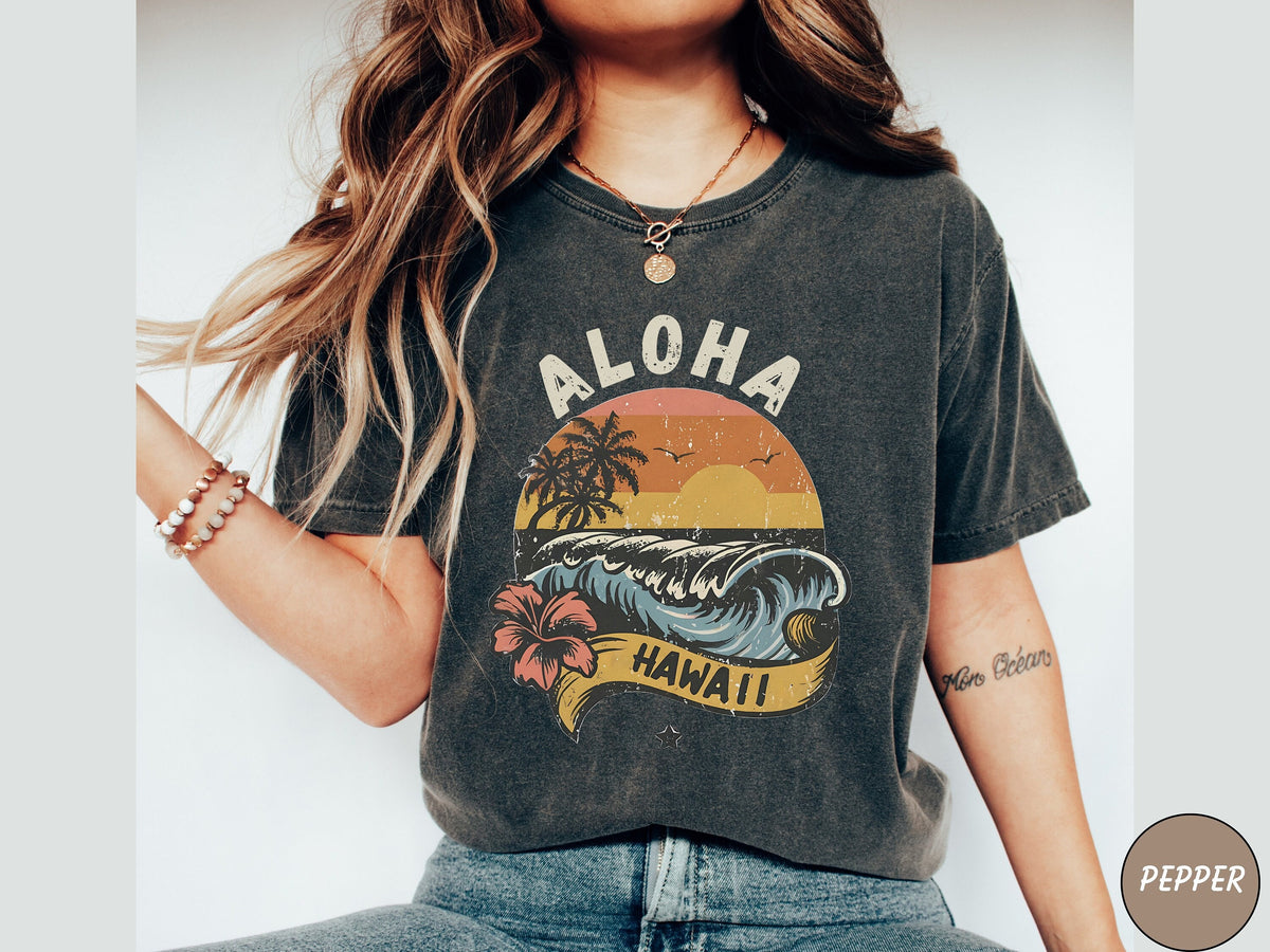 Aloha shirt Hawaii T shirt Beach tshirt Hawaii gift for her Hibiscus shirt Beachy t shirt Summer Gifts Surf tshirt Comfort Colors Hawaii Graphic Tee – Fan Favorite · Must-Have Style