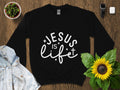 Inspirational Jesus Is Life Quote T Shirt Christian Faith Graphic Tee Religious Casual Shirt Unisex Gift for Believers Graphic Tee – Soft Feel · Top Pick For Any Outfit