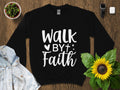 Inspirational Quote T Shirt Walk By Faith Script Font Tee Positive Message Christian Faith Based Clothing Unisex Shirt Gift Idea Graphic Tee – Cozy Vibes · Top Pick For Any Outfit