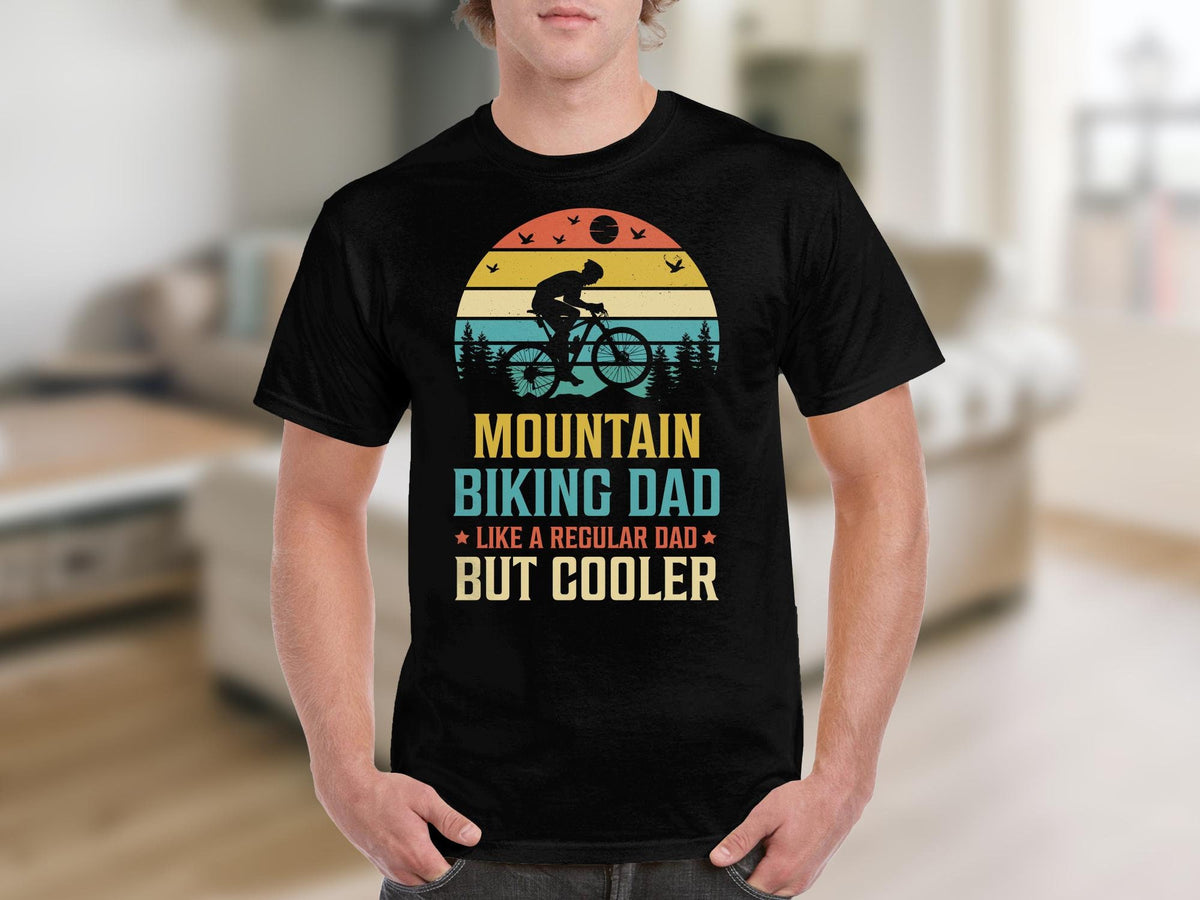 Mountain Biking Dad TShirt Adventure Bike Lover Tee Sunset Cyclist Graphic Men39s Casual Wear Graphic Tee – Fan Favorite · Must-Have Style