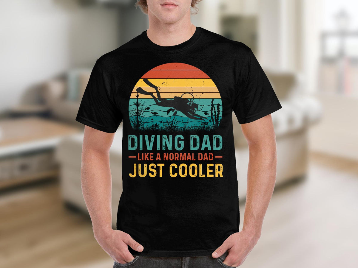 Diving Dad TShirt Scuba Diving Graphic Tee Father39s Gift Cool Dad Retro Sunset Shirt Graphic Tee – Premium Graphic · Great Gift For Fans