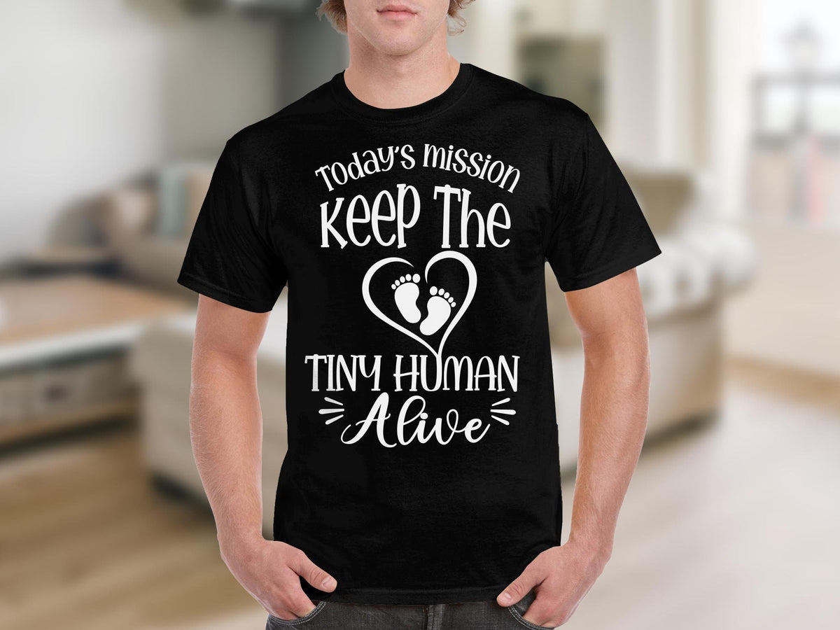 Keep The Tiny Human Alive TShirt Funny Parenting Tee New Mom Dad Gift Casual Black Shirt Graphic Tee – Soft Feel · Perfect For Daily Wear