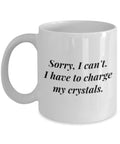 Crystals Coffee Mug Crystal Collector Gift Crystal Lover Present Gemstones Crystal Gifts I Have To Charge My Crystals Graphic Tee – Warm & Stylish · High-Quality Print