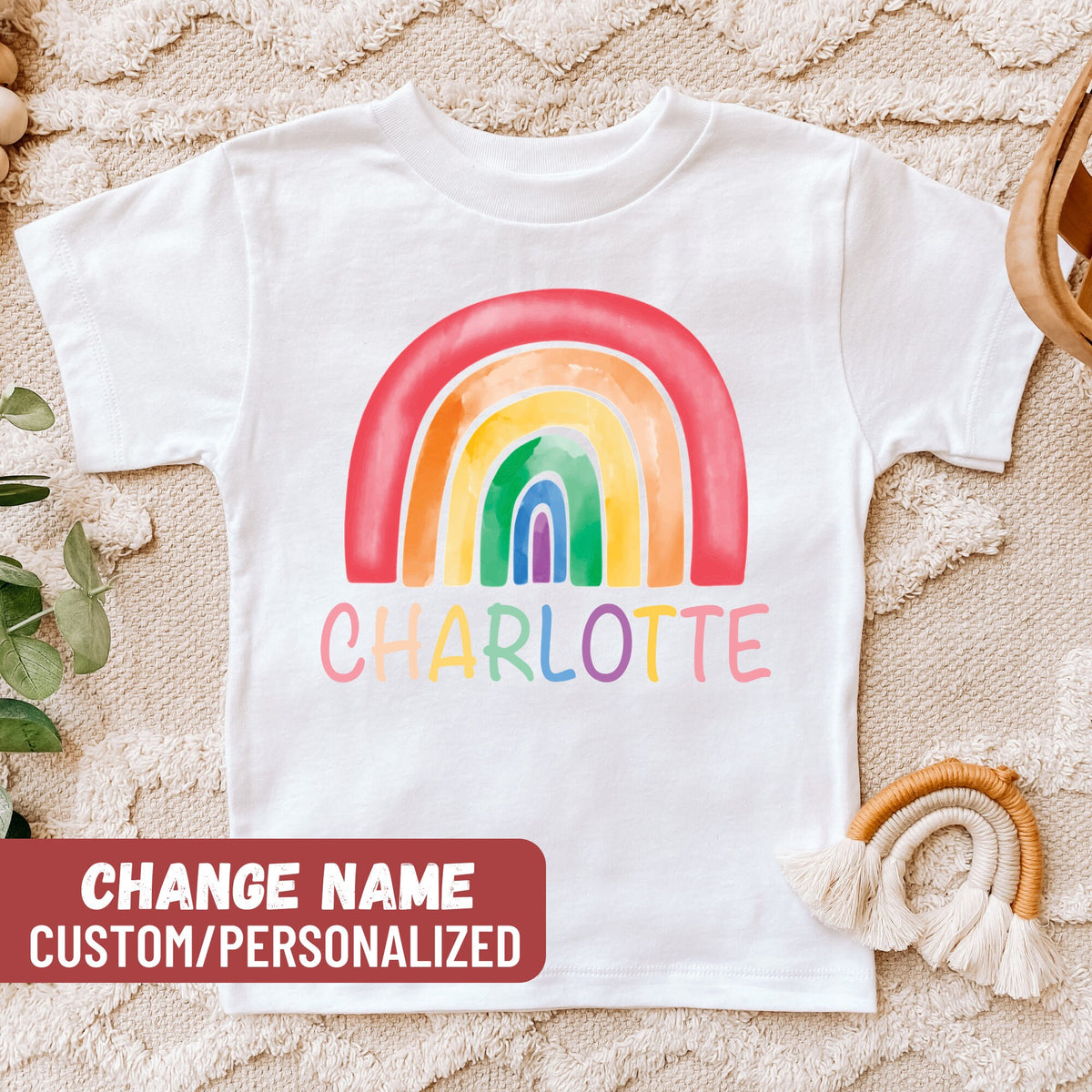 Custom Text Toddler Shirt Personalized Toddler Shirt Custom Toddler Shirts Customized Text Toddler Shirt Rainbow Name Toddler TShirt Graphic Tee – Aesthetic Look · Great Gift For Fans