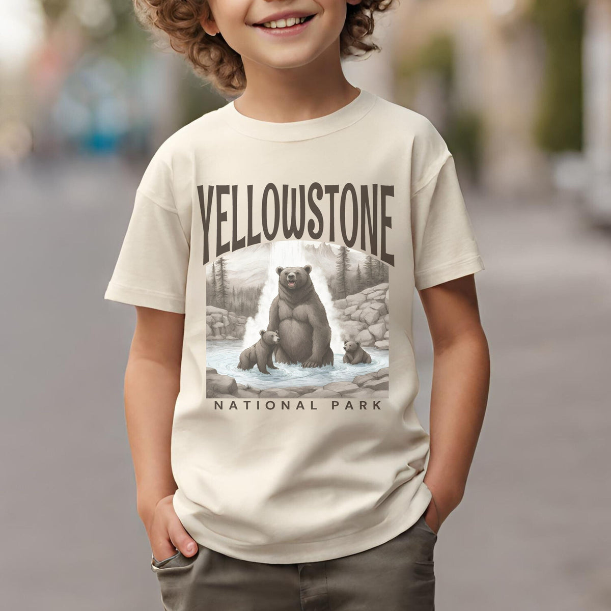 Yellowstone Bears Swimming Kids Tee Shirt Tshirt Gift Old Faithful Geyser Graphic Tee – Feel-Good Design · Great Gift For Fans