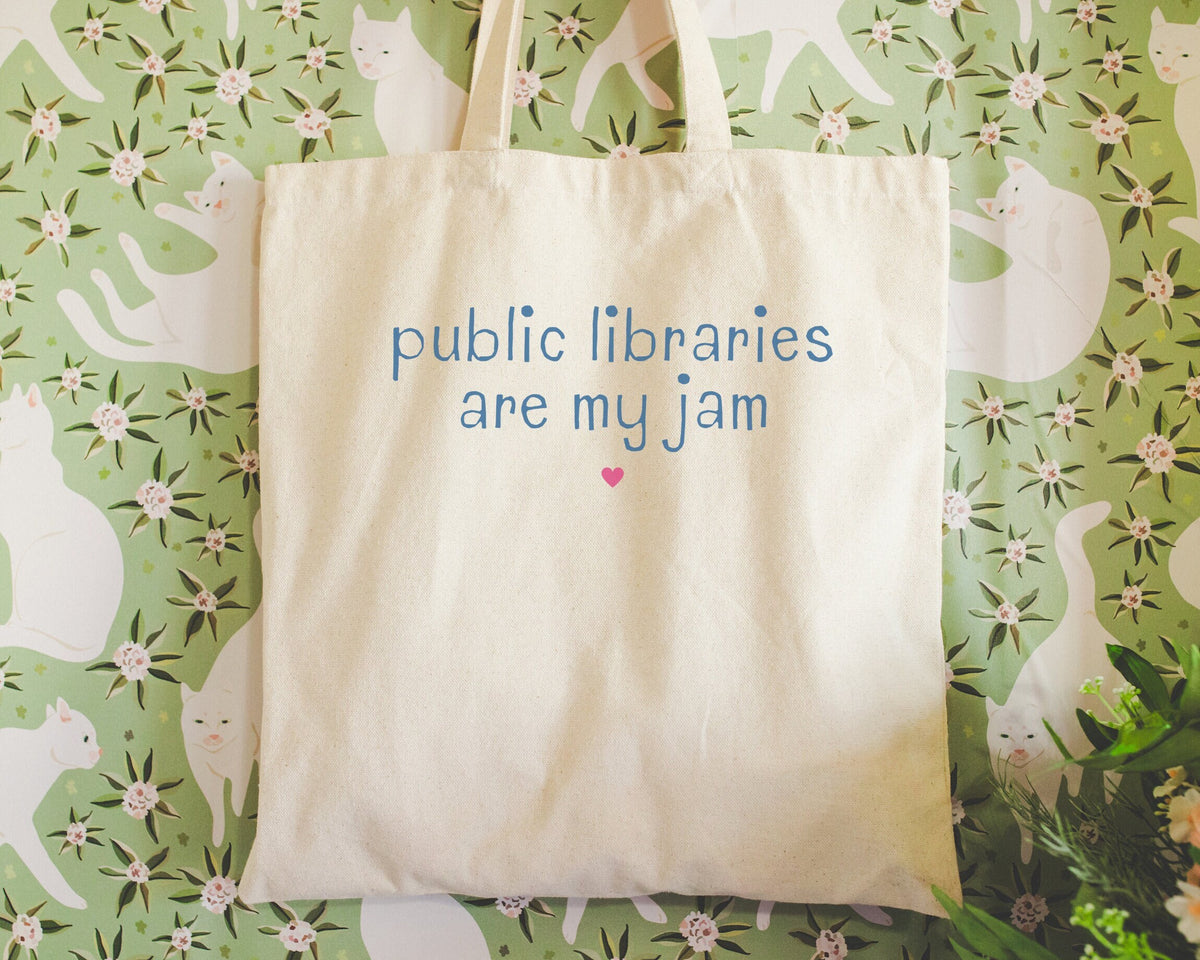 Funny Book Lover Tote for Librarian or Friend Who Loves the Library Public Libraries Are My Jam Cute Bookish Gift for Romance Reader Tote Bag – Premium Graphic · Trending Graphic Apparel
