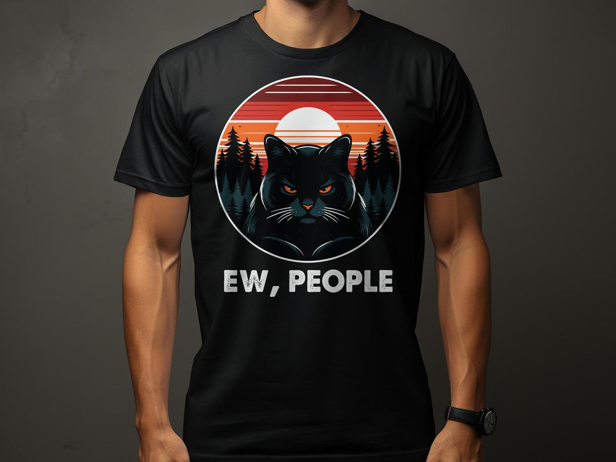Black Cat Graphic TShirt Ew People Funny Cat Lovers Tee Sunset Forest Background Unisex Adult Clothing Graphic Tee – Premium Graphic · Trending Graphic Apparel