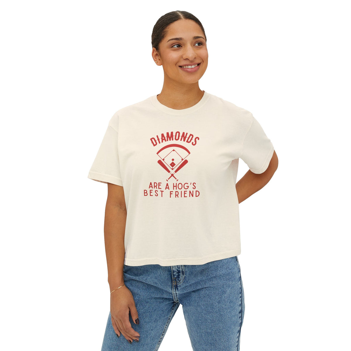 Razorback Cropped Baseball Women39s Boxy Tee Diamonds Are a Hog39s Best Friend Graphic Tee – Premium Graphic · Top Pick For Any Outfit