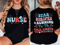 4th July Nurse Shirt Stars Stripes And Running For Call Lights Shirt American Nurse Shirt Independence Day Nurse T Shirt RN Nurse Gift Graphic Tee – Feel-Good Design · Top Pick For Any Outfit