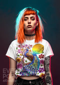 Peacock Sakura Shirt Animal Bird T Shirt Feather Graphic Tee Cherry Blossom Print Moon Floral Tshirt Flower Garden Woodland clothing Graphic Tee – Easygoing Wear · Perfect For Daily Wear