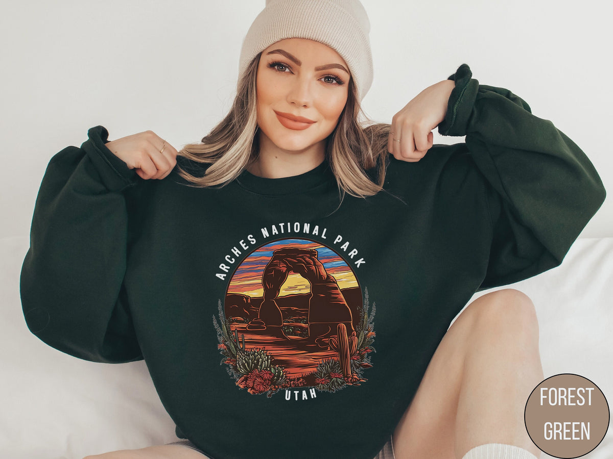 Arches National Park Sweatshirt Utah Sweatshirt Arches Crewneck Hiking Sweat Arches Shirt Moab Shirt National Park Gift Desert Sweater Sweatshirt – Fan Favorite · Great Gift For Fans
