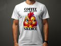 Sarcastic Funny Unisex TShirt Featuring a Cute Rooster Saying Coffee Pairs Well With Silence Graphic Tee – Aesthetic Look · High-Quality Print