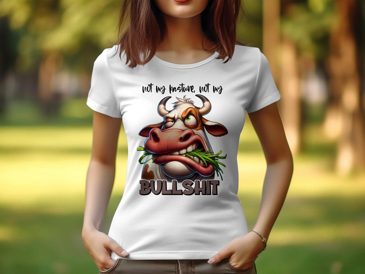 Women39s Sarcastic TShirt Not My Pasture Not My Bullshit Funny Cow Graphic Tee Casual Summer Top Graphic Tee – Premium Graphic · Top Pick For Any Outfit