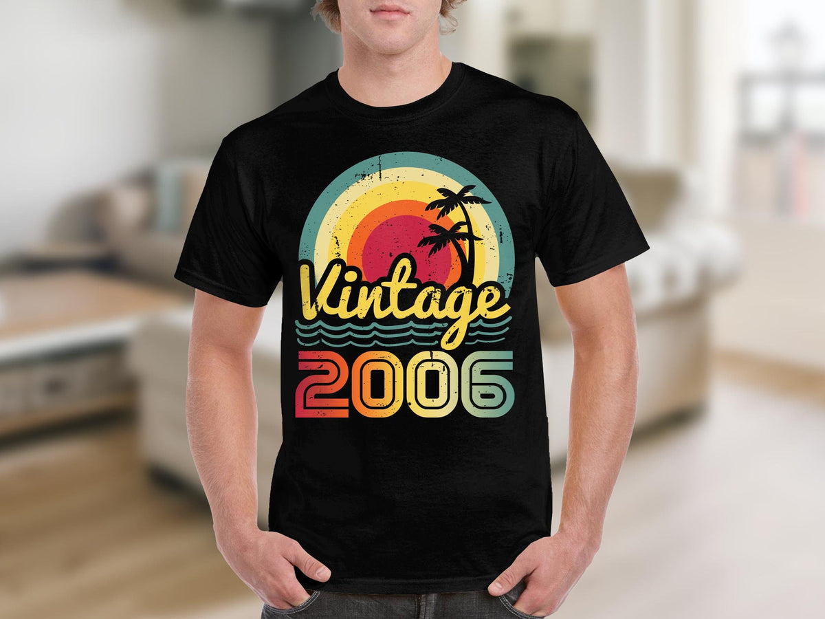 18th Birthday Gifts Vintage 2006 Retro Sunset Palm Tree Beach Graphic TShirt Colorful Summer Tee Graphic Tee – Soft Feel · Great Gift For Fans