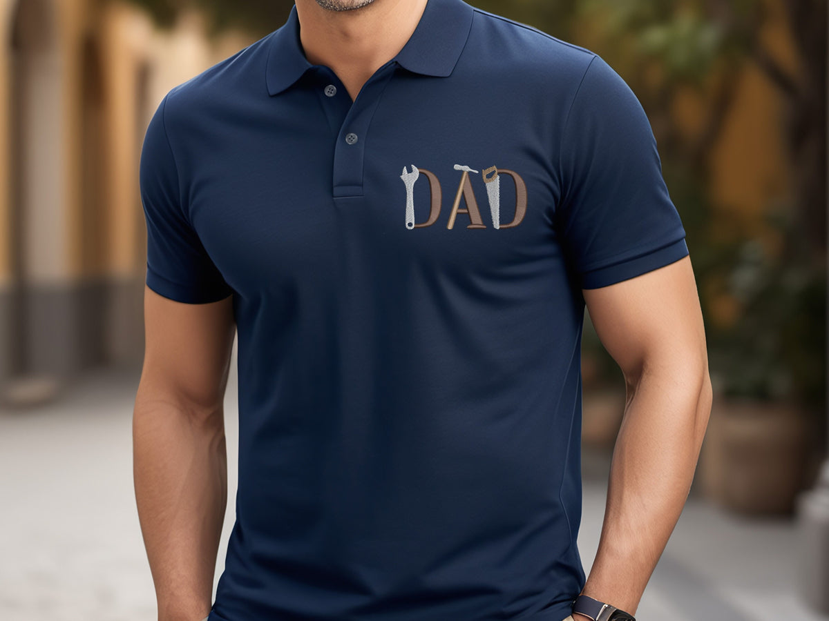 Dad Embroidery ShirtFather Day GiftFather Embroidery ShirtFather Birthday GiftFixer of Things Father Polo ShirtFunny Father Polo Graphic Tee – Warm & Stylish · High-Quality Print