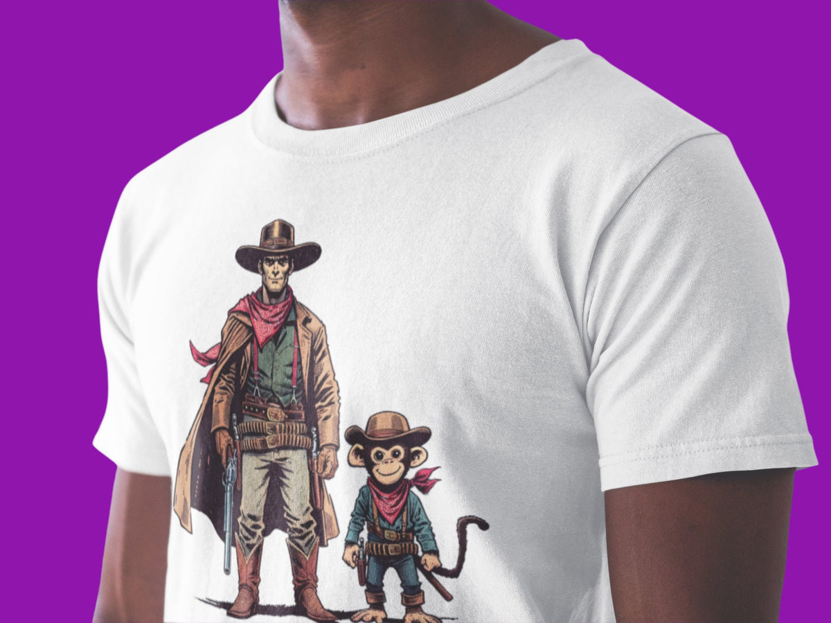 Cowboy Tee Monkey Shirt Gunslinger T Shirt Western Shirt Outlaw T Shirt Old West Shirt Retro T Shirt Vintage T Shirt Graphic Tee – Soft Feel · High-Quality Print