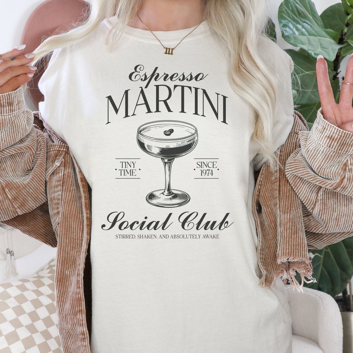Comfort Colors Cocktail Social Club Shirt Espresso Martini Cocktail Tee Trendy Social Club Girl39s Oversized Tee Summer Vacation Gift Graphic Tee – Cozy Vibes · High-Quality Print