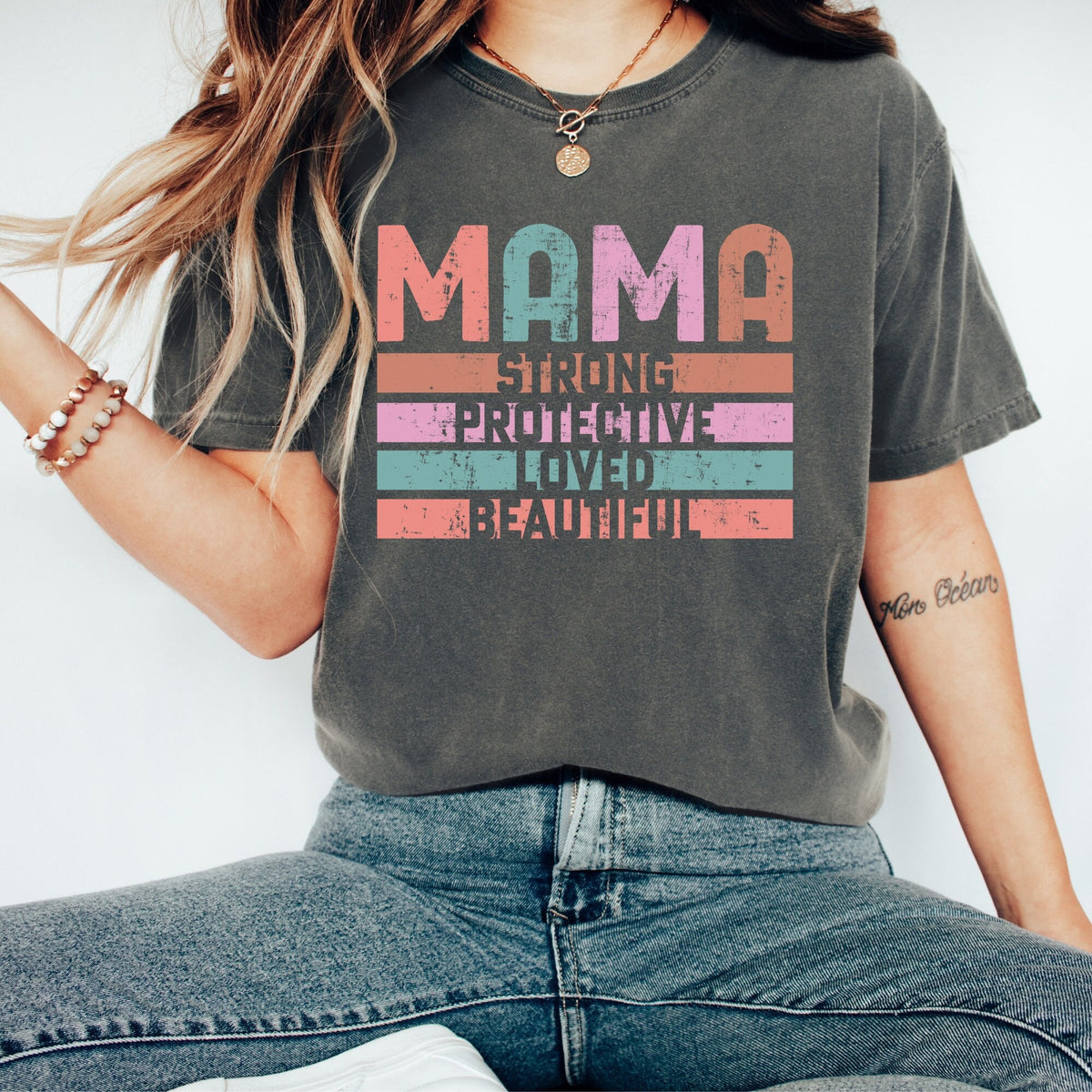 Mama Shirt Mama Strong Protected Loved Shirt Mom Shirt New Mom Shirt New Mom Gift Mothers Day Gift Graphic Tee – Aesthetic Look · Great Gift For Fans