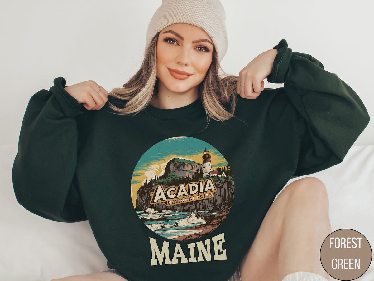 Acadia National Park Sweatshirt Vintage Maine Sweatshirt Acadia National Park gifts Retro Maine Sweater Hiking gift Acadia Park Souvenir Sweatshirt – Easygoing Wear · Perfect For Daily Wear