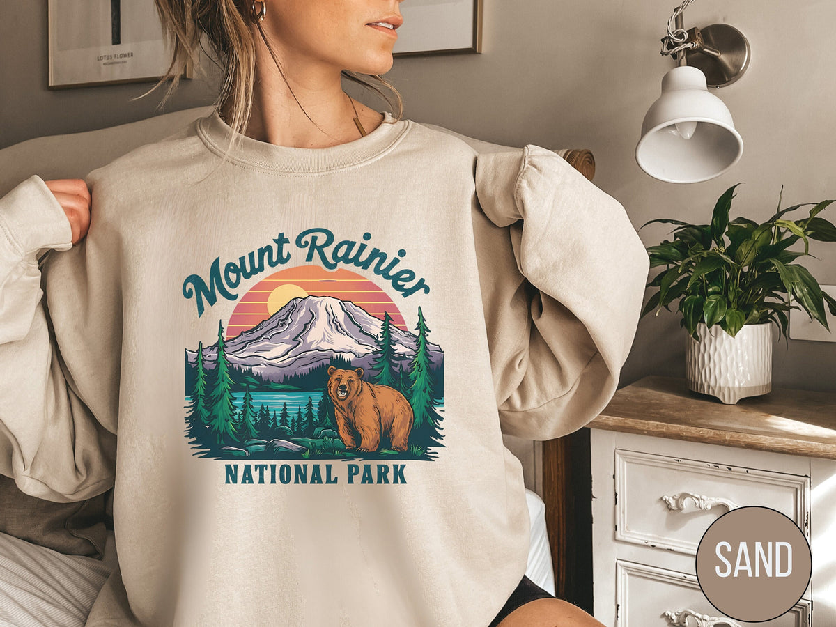 Mount Rainier National Park Sweatshirt Vintage Washington Sweatshirt Mount Rainier National Park gifts Mount Rainier Souvenir Hiking shirt Sweatshirt – Soft Feel · Must-Have Style