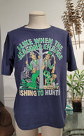 Vintage 90s Hunting like when Seasons ChangeFishing To Hunt navy blue Tshirt size XL Graphic Tee – Feel-Good Design · High-Quality Print