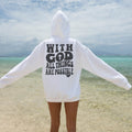With God All things Are Possible Shirt Christian Shirt Religious Shirt Gift for Christian Religious Gift Print on the Back Hoodie Hoodie – Fan Favorite · Trending Graphic Apparel