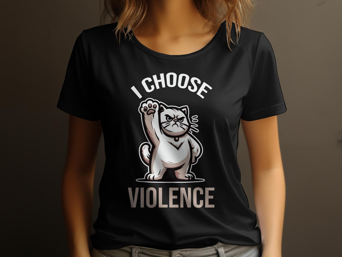 Angry Cat TShirt I Choose Violence Funny Cat Meme Tee Womens Tee Graphic Shirt for Cat Lovers Gift Idea Graphic Tee – Premium Graphic · Perfect For Daily Wear