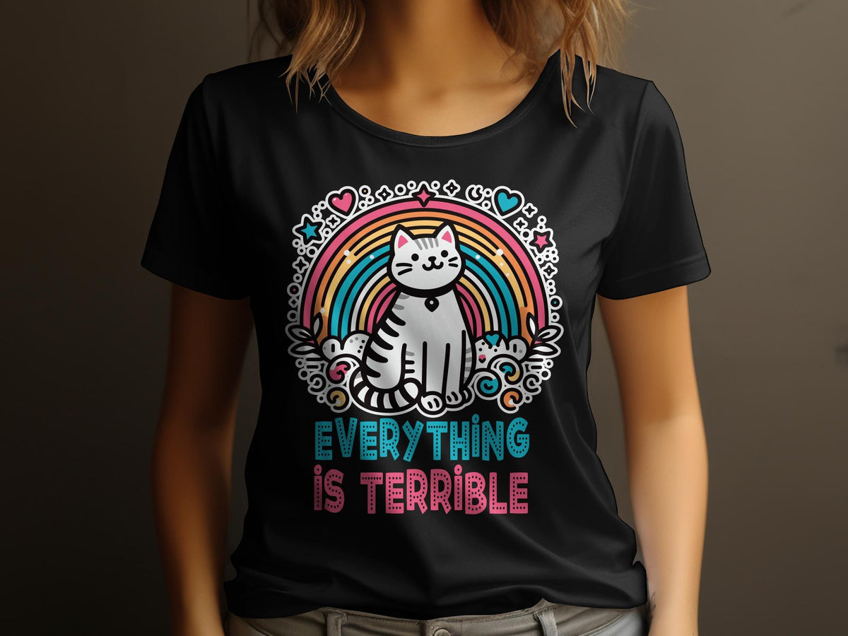 Cute Cat Tshirt Everything is Terrible Rainbow Heart Cat Lover GiftWomens Tee Graphic Tee – Feel-Good Design · Top Pick For Any Outfit
