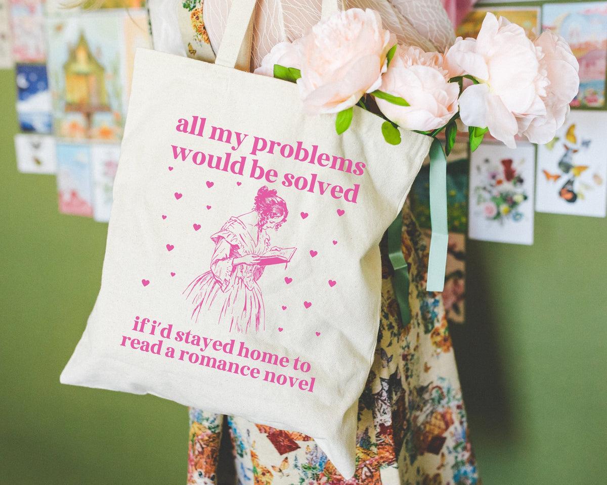 Funny Romance Reader Tote Bag for Friend Who Loves Romance Novels Silly Book Lover Gift Idea with Vintage Aesthetic Cute Bookish Gift Tote Bag – Aesthetic Look · High-Quality Print
