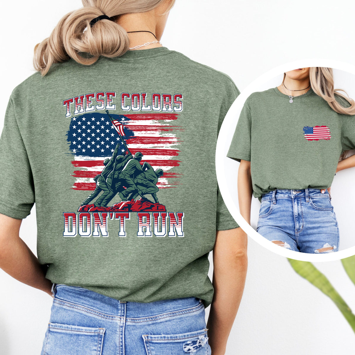 These Colors Don39t Run Shirt Iwo Jima Flag Raising Sweatshirt for Proud America Patriots with American Flag Red White and Blue Veterans Gift Sweatshirt – Feel-Good Design · High-Quality Print