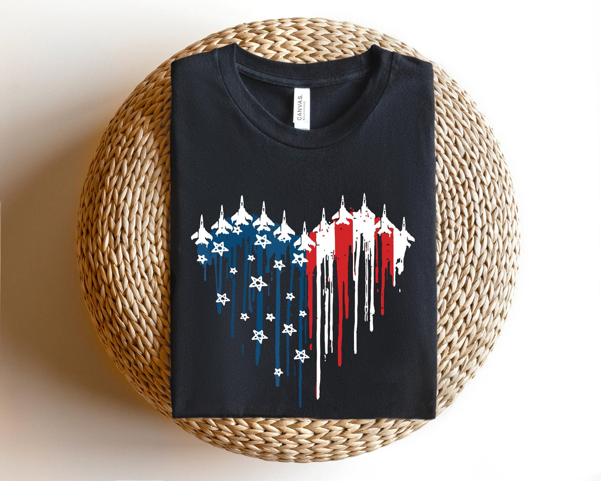 Red White Blue Air Force Flyover Shirt4th Of July ShirtRed Wine BlueIndependence Day ShirtGift For WomenAmerican FlagRed White Blue Graphic Tee – Everyday Comfort · Perfect For Daily Wear