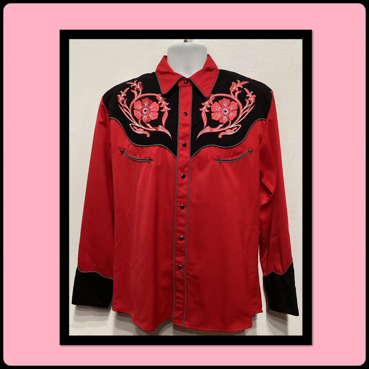 WS008 Vintage reproduction embroidered rayon Scully western shirt Graphic Tee – Premium Graphic · Perfect For Daily Wear