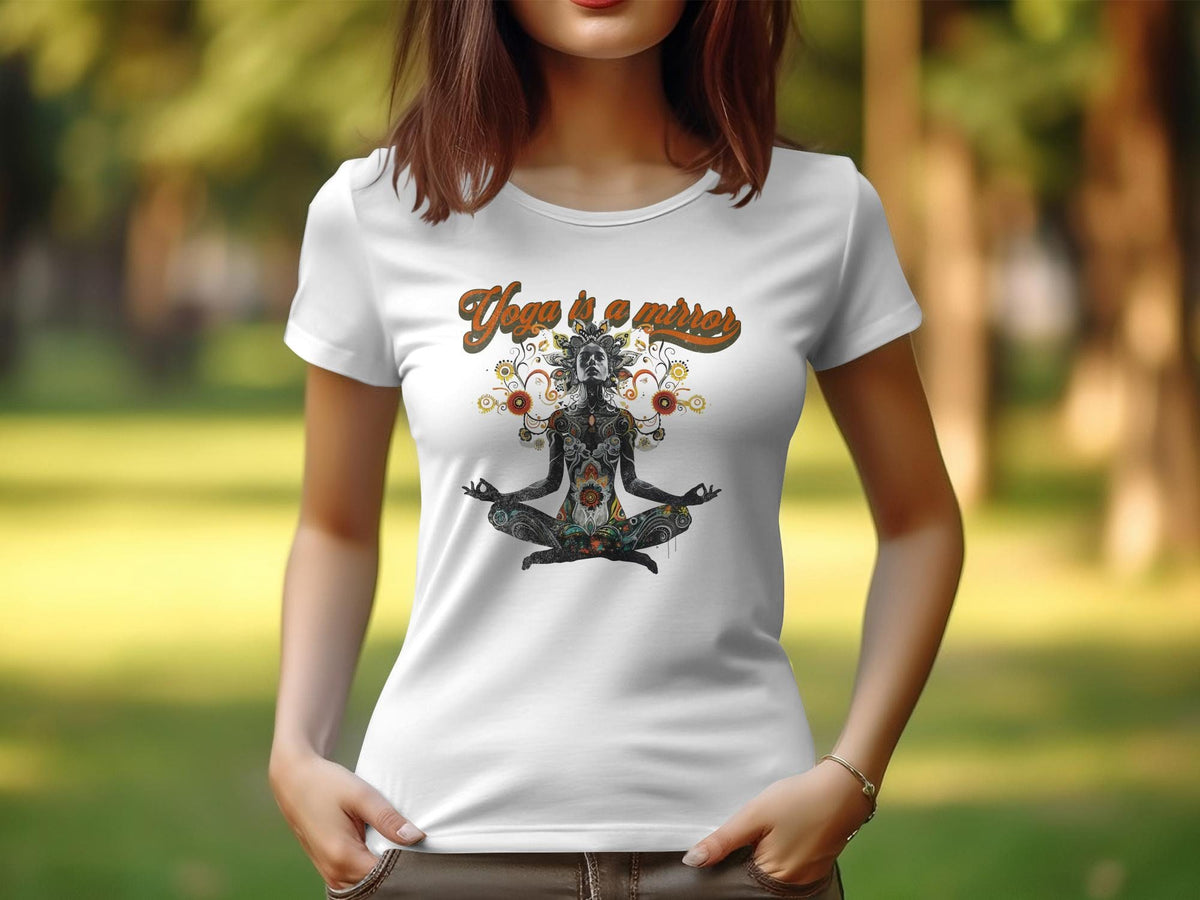 Yoga T Shirt for Women Zen Tee Yoga Design Mirror Yoga Art T Shirt Gift for Yoga Lovers Artistic Yoga Top for Women 24 Graphic Tee – Warm & Stylish · Great Gift For Fans