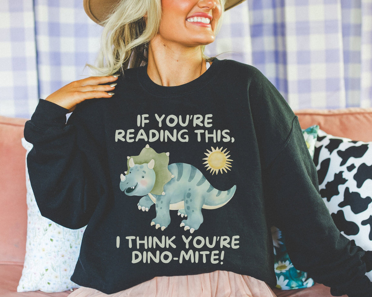 Cute Dinosaur Lover Sweatshirt First Grade Teacher or Mom Adorable 90s Aesthetic Dinosaur Gift Science Teacher Gift Colorful Triceratops Sweatshirt – Easygoing Wear · Top Pick For Any Outfit