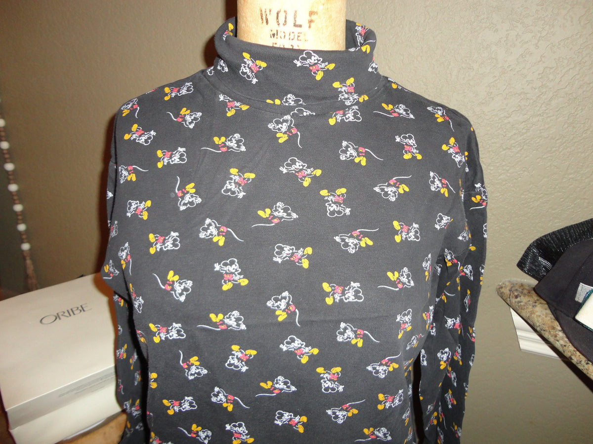 Vintage 9039s Mickey Mouse Co Walt Disney All Over Print Long Sleeve Turtle Neck Shirt M Graphic Tee – Fan Favorite · Must-Have Style