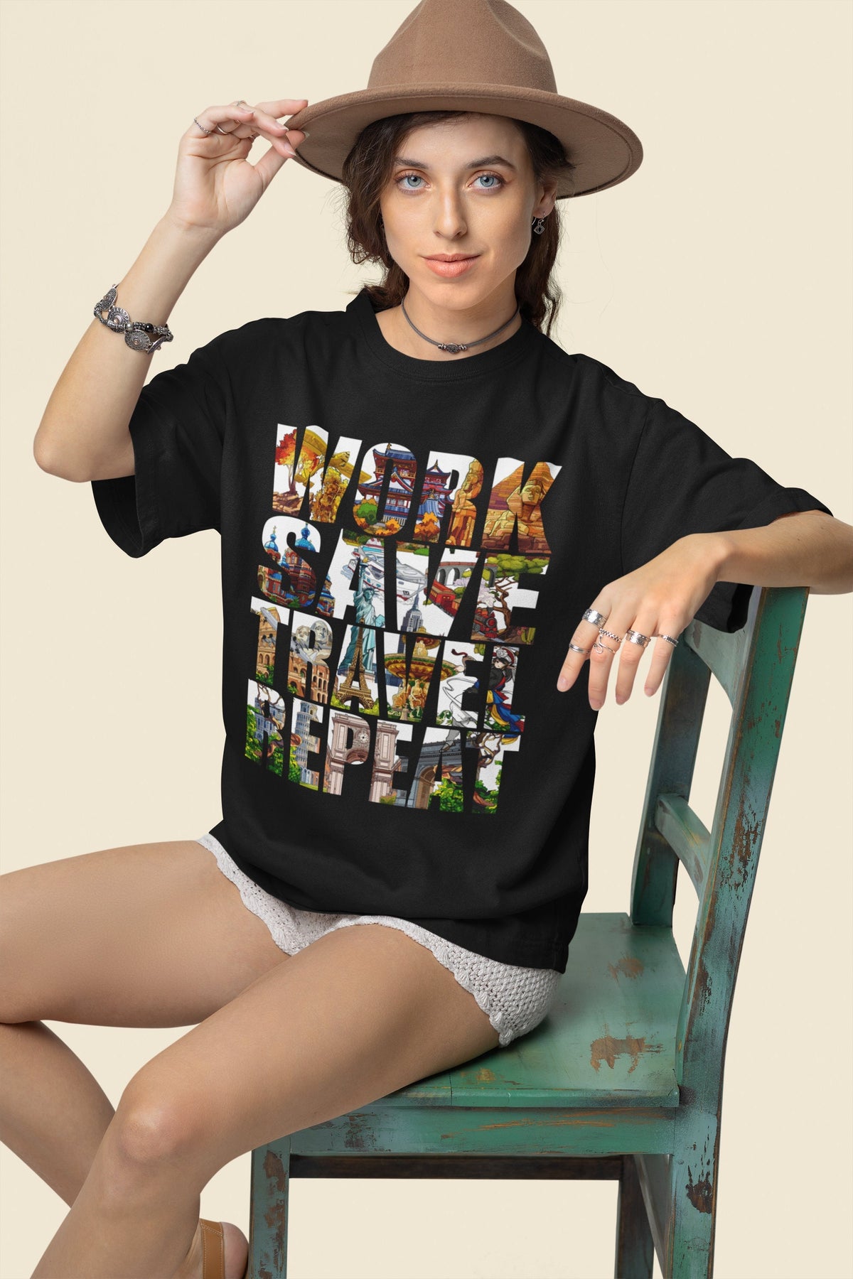 Work Save Travel Repeat Shirt Vacation Graphic Tee Vacay Trip Tshirt World Tour T shirt Airplane Clothing Cruise Gift Outfit Graphic Tee – Easygoing Wear · Perfect For Daily Wear