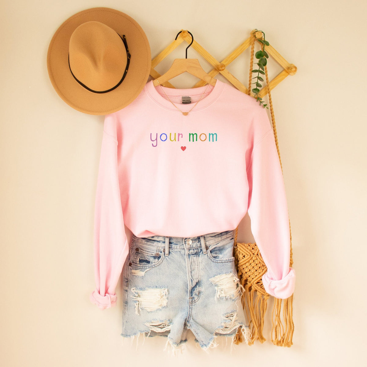 Funny Your Mom Sweatshirt Silly Minimalist Gift for New Mama Cute Y2K Aesthetic Crewneck for Mom Chaotic Unhinged Sweatshirt with Heart Sweatshirt – Everyday Comfort · High-Quality Print