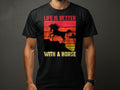 Horse Themed TShirt Life Is Better With A Horse Sunset Silhouette Equestrian Fashion Top Graphic Tee – Premium Graphic · Great Gift For Fans