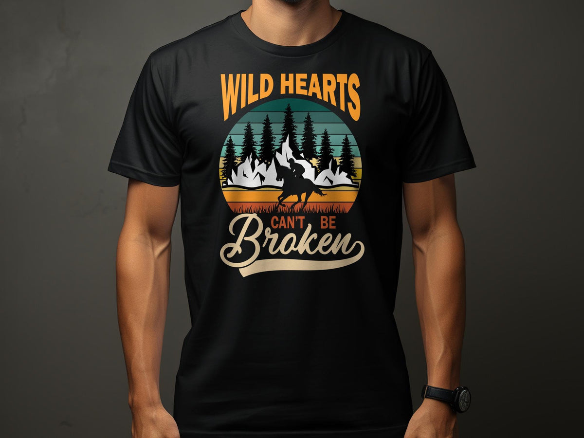 Horse Themed TShirt Wild Hearts Can39t Be Broken Forest Sunset Graphic Tee Unisex Graphic Tee – Cozy Vibes · Top Pick For Any Outfit
