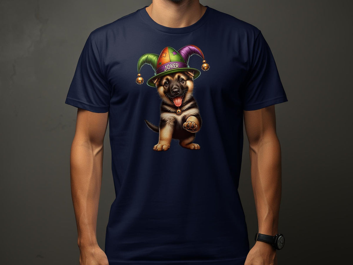 Jester Hat German Shepherd Puppy TShirt Dog Lover Gift Colorful Clown Dog Tee Unique Pet Humor Clothes Cute Puppy Graphic TShirt Graphic Tee – Cozy Vibes · Must-Have Style