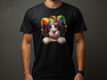 Cute English Springer Spaniel Dog Pup in Jester Hat TShirt Colorful Funny Puppy Graphic Tee Unique Animal Lover Gift Graphic Tee – Easygoing Wear · Top Pick For Any Outfit
