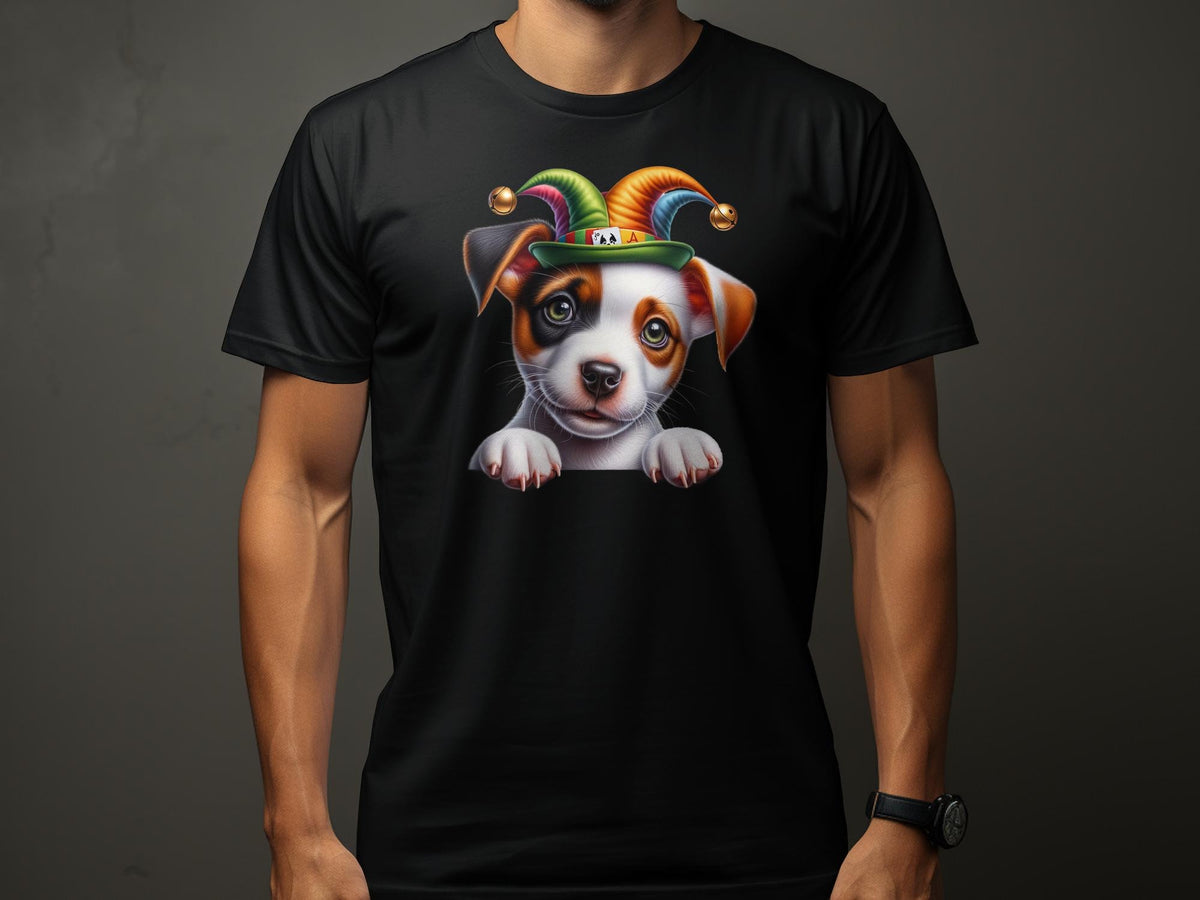 Cute Russell Terrier Dog Puppy in Jester Hat TShirt Colorful Cartoon Canine Perfect Gift for Pet Lovers Unisex Tee Graphic Tee – Warm & Stylish · Great Gift For Fans