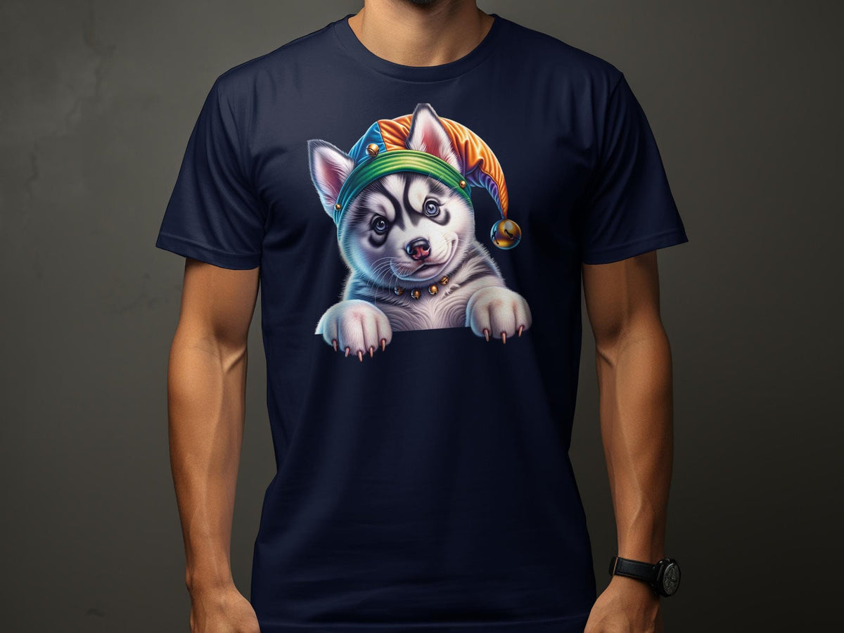 Cute Siberian Husky Dog Pup in Jester Hat TShirt Funny Puppy Graphic Tee Unisex Animal Lover Gift Graphic Tee – Easygoing Wear · Great Gift For Fans
