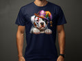 Cute Rottweiler Dog Pup in Jester Hat TShirt Colorful Harlequin Cap Puppy Graphic Tee Animal Lovers Gift Unisex Kids and Adults Apparel Graphic Tee – Bold Style · Must-Have Style
