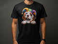 Cute Cocker Spaniel Dog Puppy in Jester Hat TShirt Colorful Pet Portrait Tee Unique Animal Lover Gift Unisex Clothing Graphic Tee – Everyday Comfort · Great Gift For Fans