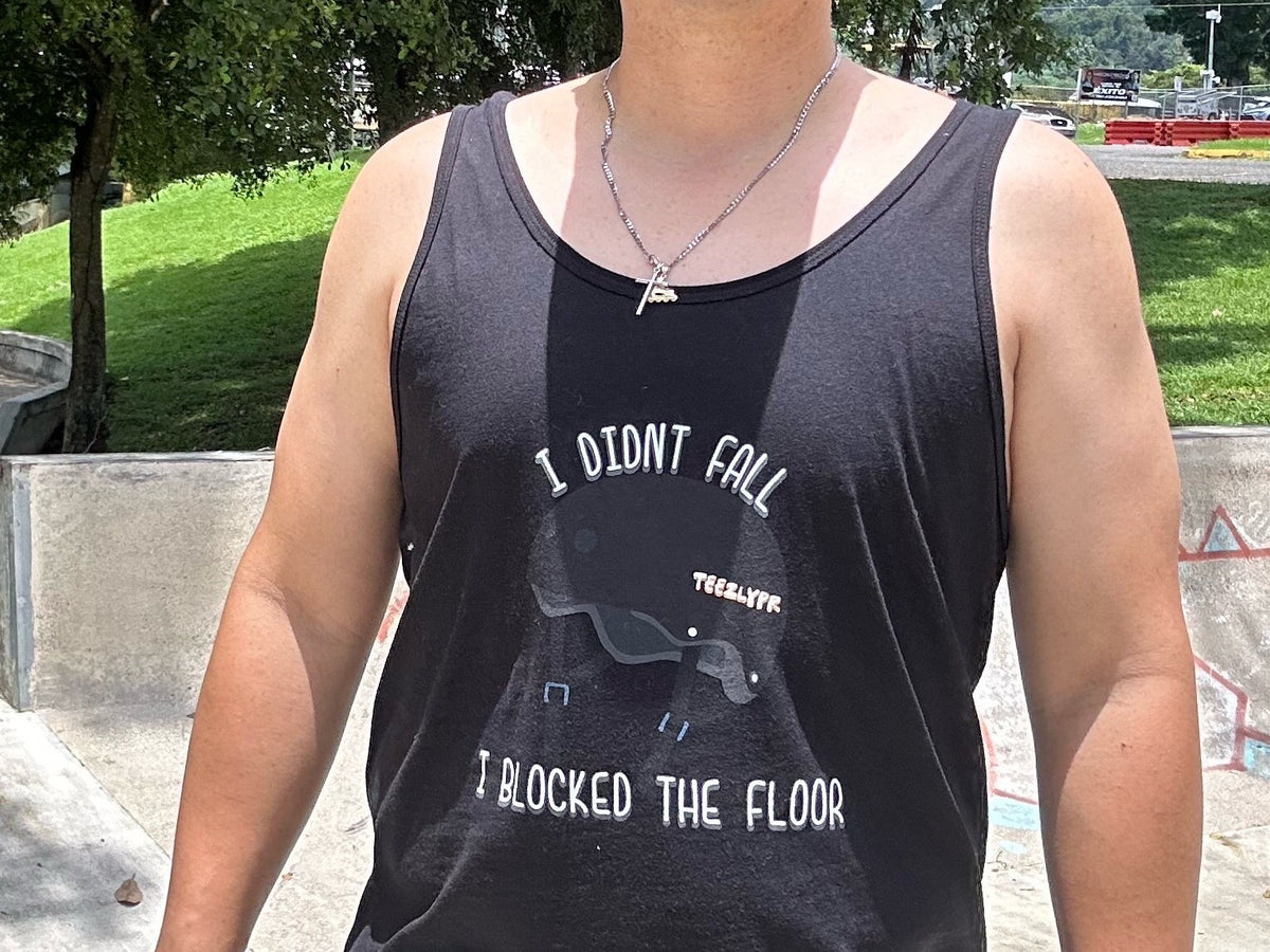Funny Shirts I didnt Fall I blocked the Floor helmet tank top skater shirt extreme sports Rollerblading tee rollerskates roller derby Tank Top – Aesthetic Look · Great Gift For Fans