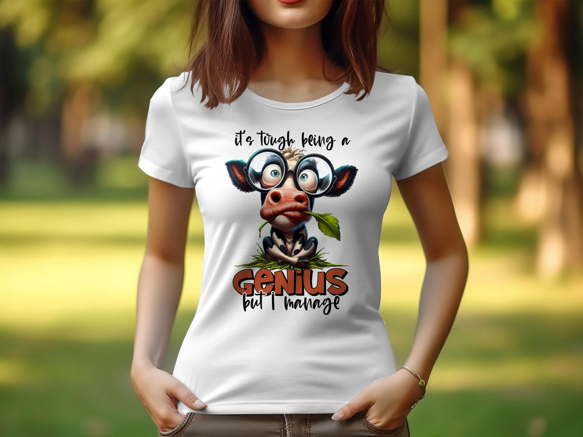 Women39s Funny Cow TShirt Sarcastic Genius Animal Tee Cute Farm Humor Casual Fashion Gift for Her Graphic Tee – Warm & Stylish · Must-Have Style