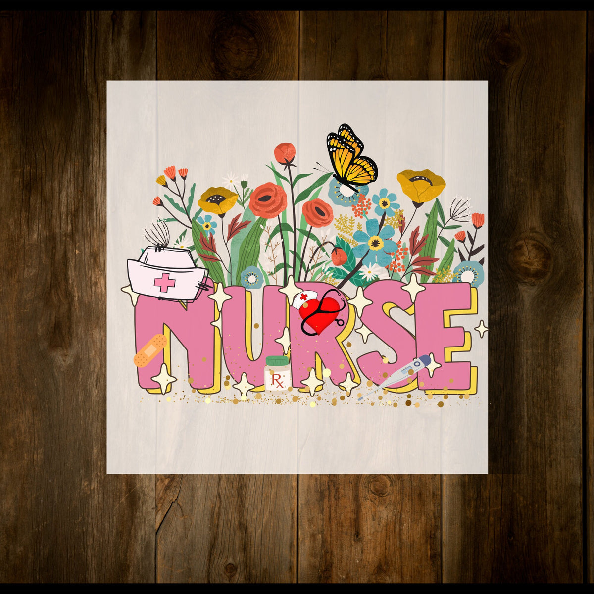 Flowery Nurse DTF Print Ready to Press Nursing Direct to Film Print With Butterfly and Floral Design For Nursing Gift Idea for Student Shirt Graphic Tee – Feel-Good Design · Must-Have Style