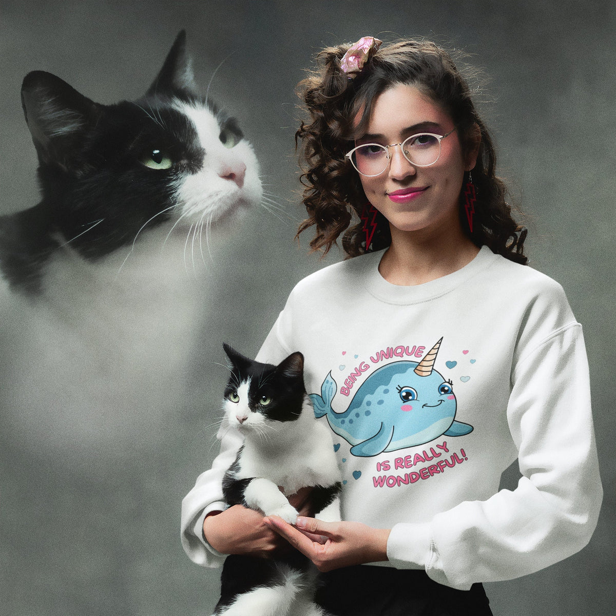 Cute Narwhal Sweatshirt Positive Affirmation for Elementary Education Major Graduation Gift for Future Teacher Y2K Aesthetic Animal Lover Sweatshirt – Aesthetic Look · Perfect For Daily Wear