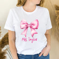 Pink Bow Custom Teacher Shirt Personalized Teacher Tee Teacher Appreciation Shirt Cute Teacher Tee Teacher Life Teacher Gifts Graphic Tee – Soft Feel · High-Quality Print